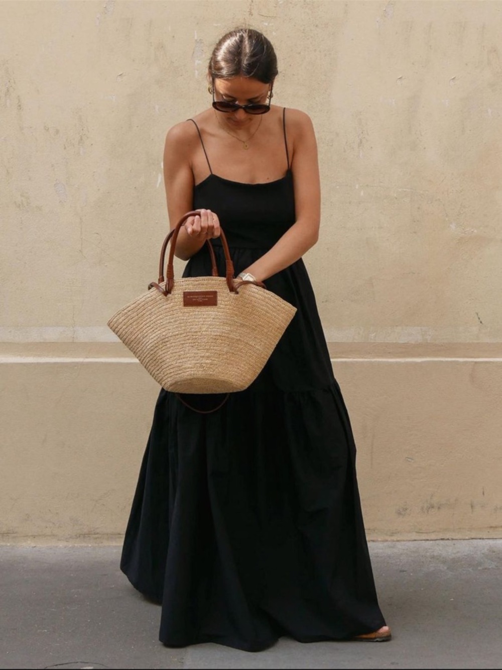 Commense Black Backless Spaghetti-Strap Maxi Dress